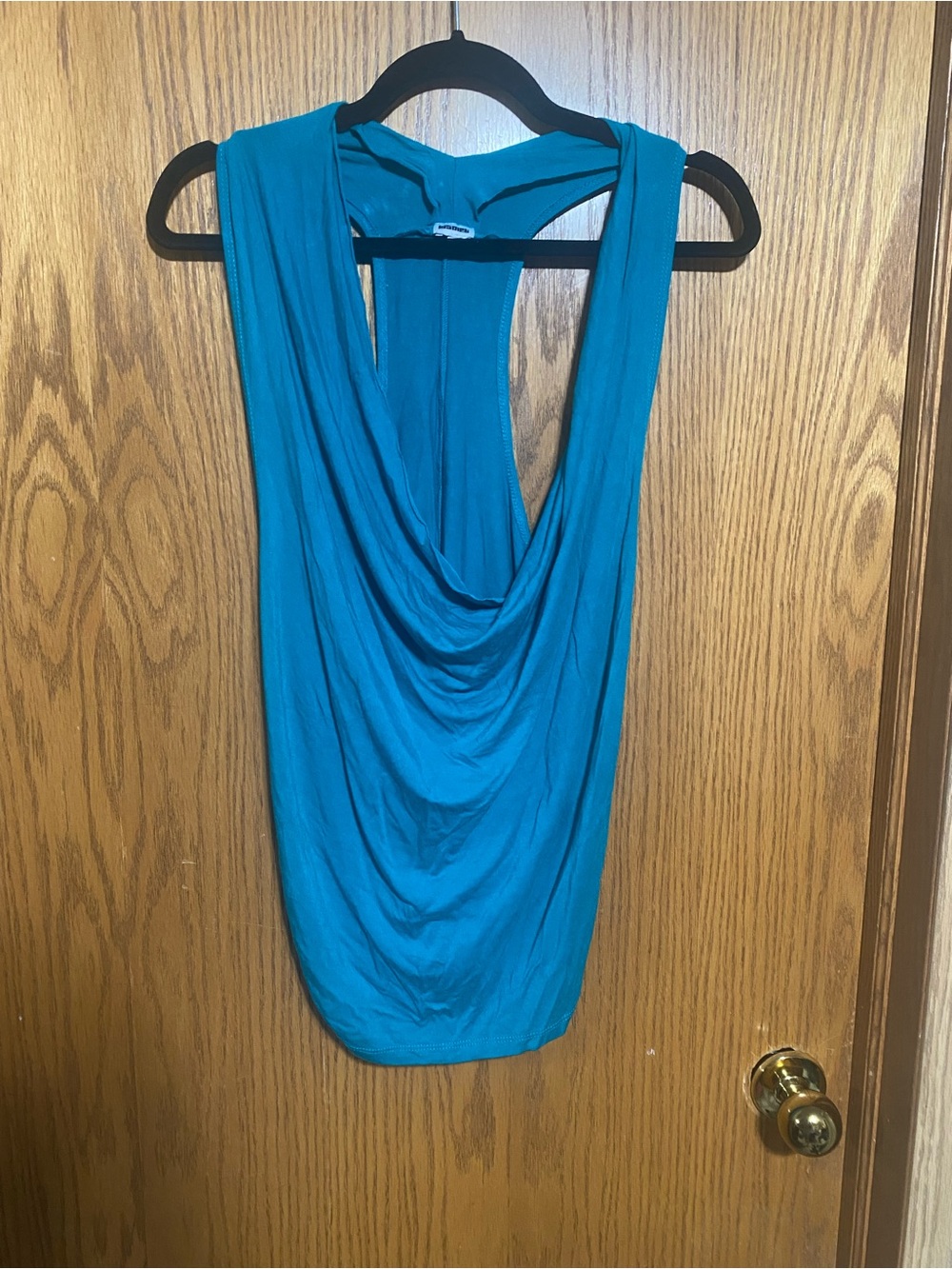 Draped Sleeveless Tank Top - Teal Blue
